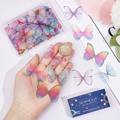 180Pcs 9 Style Two Tone Polyester Fabric Wings Crafts Decoration FIND-SC0004-17-1