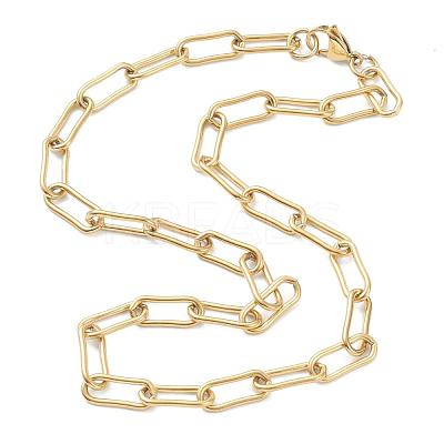PVD Vacuum Plating 304 Stainless Steel Paperclip Chain Necklaces STAS-A051-07G-1