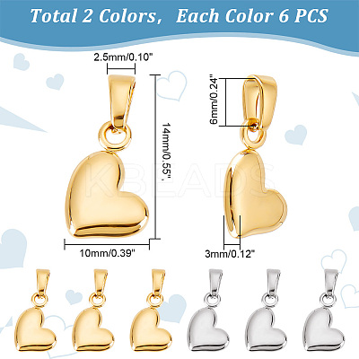 12Pcs 2 Colors 304 Stainless Steel Charms STAS-GO0001-05-1
