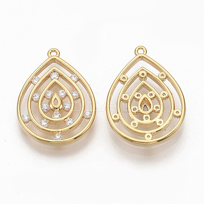 Brass Micro Pave Clear Cubic Zirconia Pendants ZIRC-Q021-010G-NF-1