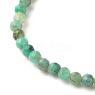 3.5MM Natural Emerald Round Beads Stretch Bracelet for Women BJEW-JB07413-1
