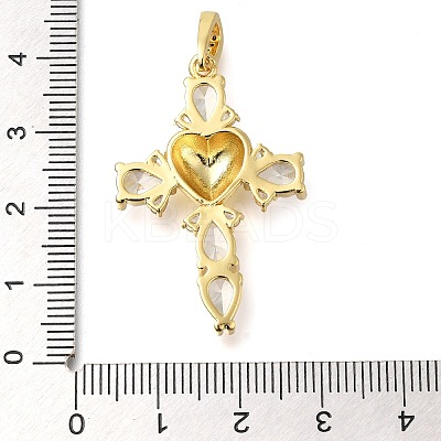 Brass Pave Clear Cubic Zirconia Pendants KK-M101-05G-01-1