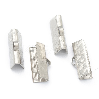 Non-Tarnish 304 Stainless Steel Ribbon Crimp Ends STAS-H158-B02-P-1