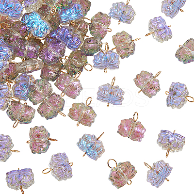 50Pcs Electroplated Glass Connector Charms FIND-GA0002-64-1