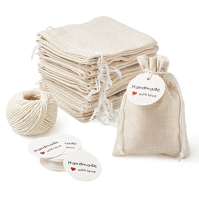 Burlap Packing Pouches Drawstring Bags ABAG-TA0001-14-1