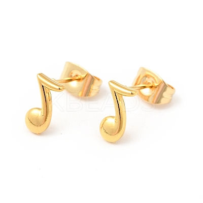 304 Stainless Steel Tiny Musical Note Stud Earrings with 316 Stainless Steel Pins for Women EJEW-J043-20G-1