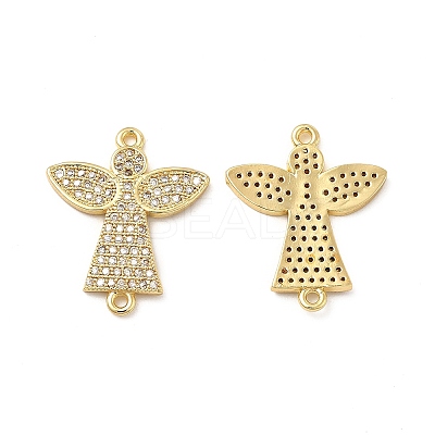 Brass Micro Pave Clear Cubic Zirconia Connector Charms KK-E068-VB266-1