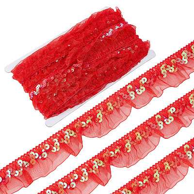 Chinlon Pleated Lace Trim EW-WH0013-28A-1