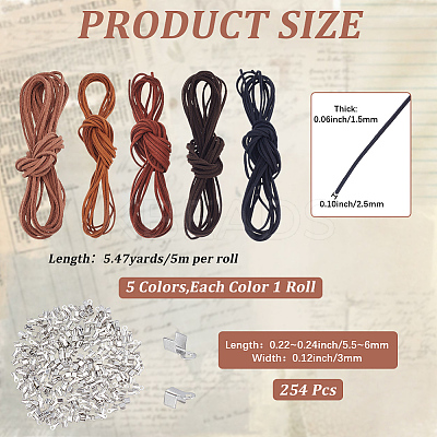 5Pcs 5 Colors Flat Faux Suede Cord LW-CY0001-01-1