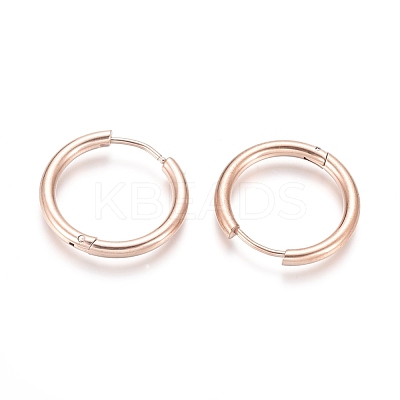 Ion Plating(IP) 304 Stainless Steel Huggie Hoop Earrings EJEW-F111B-21mm-RG-1