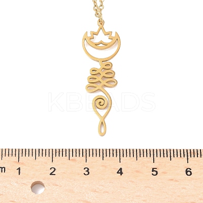 304 Stainless Steel Hollow Cut Yoga Om Lotus Flower Pendant Necklaces NJEW-Z073-02G-03-1