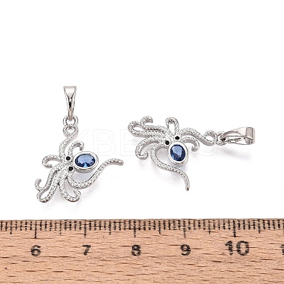 Brass Micro Pave Cubic Zirconia Pendants KK-Q073-09P-1