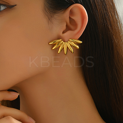  Stainless Steel Fan Stud Earrings RF2727-1