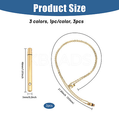 3Pcs 3 Colors 304 Stainless Steel Cable Chain Necklaces NJEW-CA0001-24-1