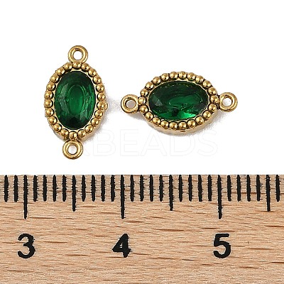 Ion Plating(IP) 304 Stainless Steel Cubic Zirconia Oval Links Connector Charms STAS-K256-22G-1