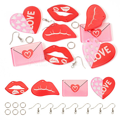 DIY Valentine's Day Love Heart Acrylic Dangle Earrings Making Kit DIY-TA0009-29-1