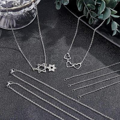 Half Finished 304 Stainless Steel Cable Chain Necklaces STAS-UN0038-66P-1