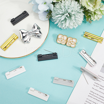 50Pcs 5 Colors Plastic Adhesive Back Bar Pins with Iron Pins for ID Nametags and Crafting JEWB-SC0001-65-1