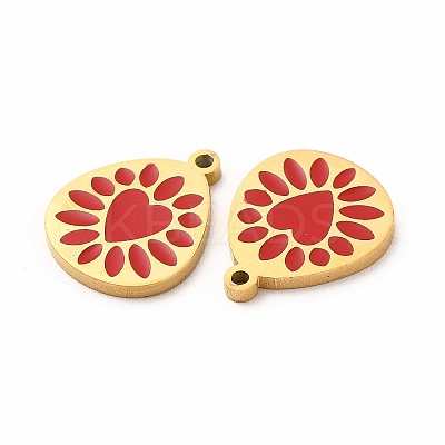 Ion Plating(IP) 304 Stainless Steel Enamel Pendants STAS-F291-04G-01-1