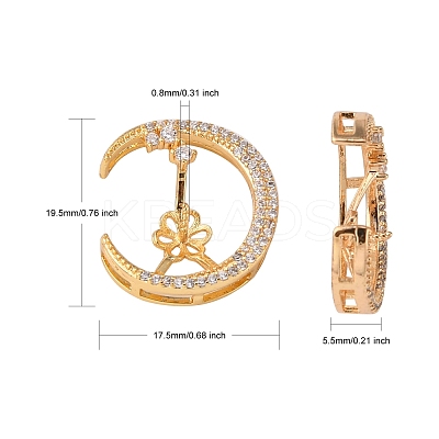 Brass Micro Pave Clear Cubic Zirconia Screw Eye Peg Bails KK-T062-110G-NF-1