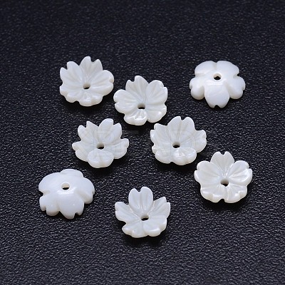 5-Petal Flower Natural Freshwater Shell Beads SSHEL-P005-20-1