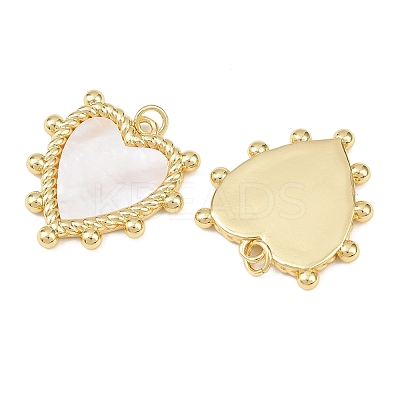 Natural Shell Heart Pendants KK-L251-42G-01-1
