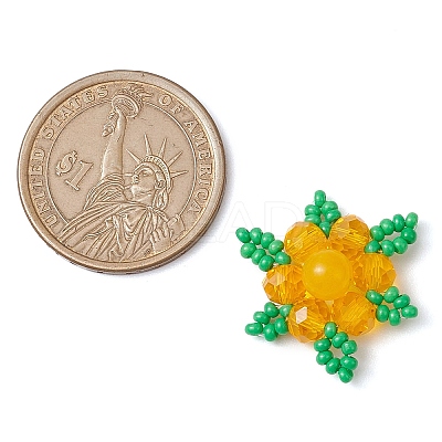 Woven Natural Dyed Malaysia Jade & Glass Seed Beads Snowflake Multi-Strand Links PALLOY-MZ00319-02-1