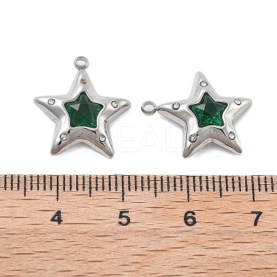 304 Stainless Steel Micro Pave Cubic Zirconia Pendants STAS-Z121-44P-1
