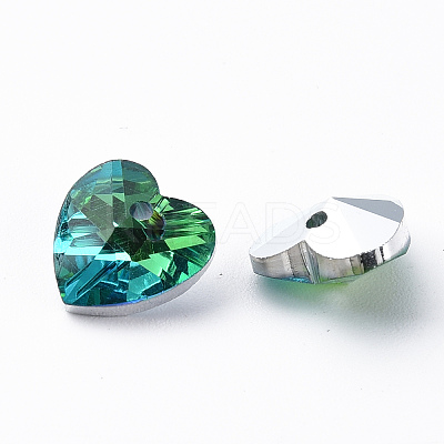 Heart Electroplated Glass Charms EGLA-N006-012A-1