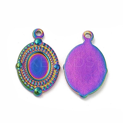 Ion Plating(IP) 304 Stainless Steel Pendant Cabochon Settings STAS-L020-033RC-1