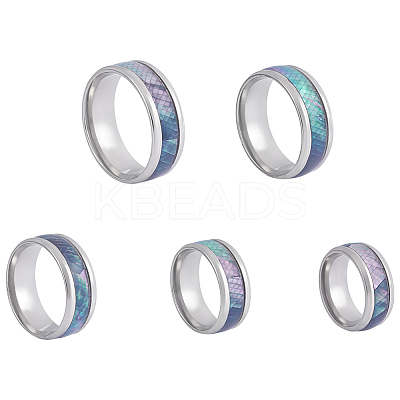 5Pcs 5 Styles 201 Stainless Steel Finger Ring for Men RJEW-UN0002-98-1