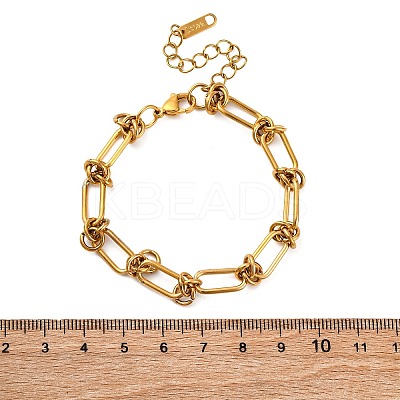 304 Stainless Steel Paperclip Chain Bracelets for Women LS-BJEW-P347-03G-1