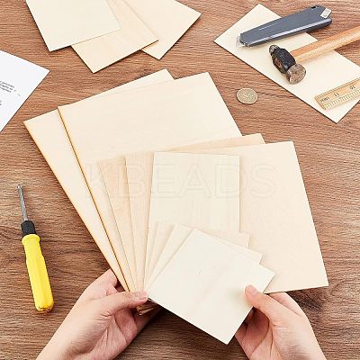 12Pcs 4 Style Basswood Veneer Pieces DIY-OC0009-19-1