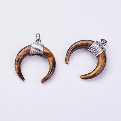 Natural Tiger Eye Pendants G-L466-B08-1