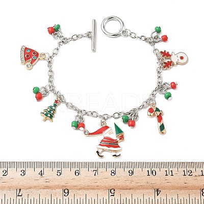 Christmas Alloy Enamel Charm Bracelets LS-BJEW-H634-01C-KCGP-1