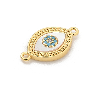 Brass Micro Pave Clear Cubic Zirconia Connector Charms KK-M303-04G-01-1
