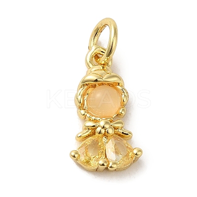 Brass Micro Pave Colorful Cubic Zirconia Glass Pendants KK-R162-026E-G-1