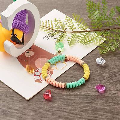 Handmade Polymer Clay Beads Stretch Bracelet for Kid BJEW-JB06870-1