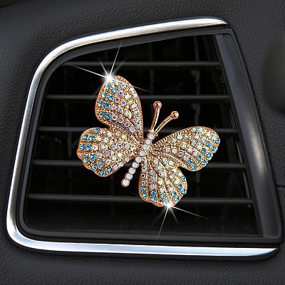 Butterfly Alloy Rhinestone Car Air Vent Clips AUTO-PW0001-02C-1
