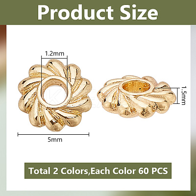 120Pcs 2 Colors Rack Plating Alloy Beads FIND-GO0001-96-1