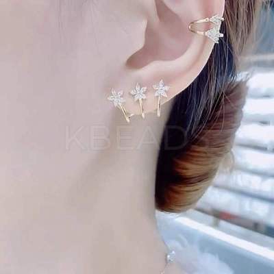 Crystal Rhinestone Triple Trees Stud Earrings EJEW-C006-05-1