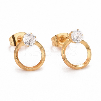 Ring SteelStud Earrings EJEW-C019-17G-1