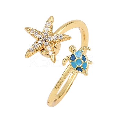 Rotatable Brass Micro Pave Cubic Zirconia Open Rings for Women LS-RJEW-K305-02G-1