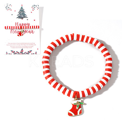 Elegant Christmas Handmade Polymer Clay Heishi Beaded Stretch Bracelets MV9996-37-1