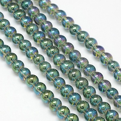 Electroplate Crystal Glass Round Beads Strands EGLA-F037-6mm-A04-1