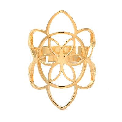 Hollow Flower 304 Stainless Steel Adjustable Rings for Women LS-RJEW-N048-06G-1