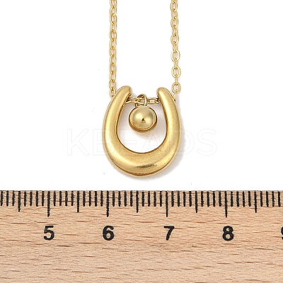 304 Stainless Steel U-shaped with Ball Pendant Necklaces NJEW-V004-01G-1