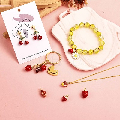 18Pcs Mixed Enamel Fruits Charms Pendant Imitation Fruit Charm Colorful Alloy Enamel Pendant for Jewelry Necklace Bracelet Earring Making Crafts JX186A-1