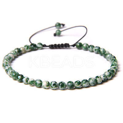 Adjustable Women's Dalmatian Jasper Beaded Bracelet CN3407-21-1