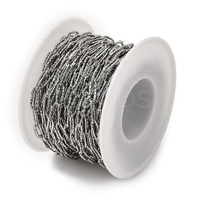 Tarnish Resistant 304 Stainless Steel Textured Paperclip Chains LS-CHS-I009-01P-A-1